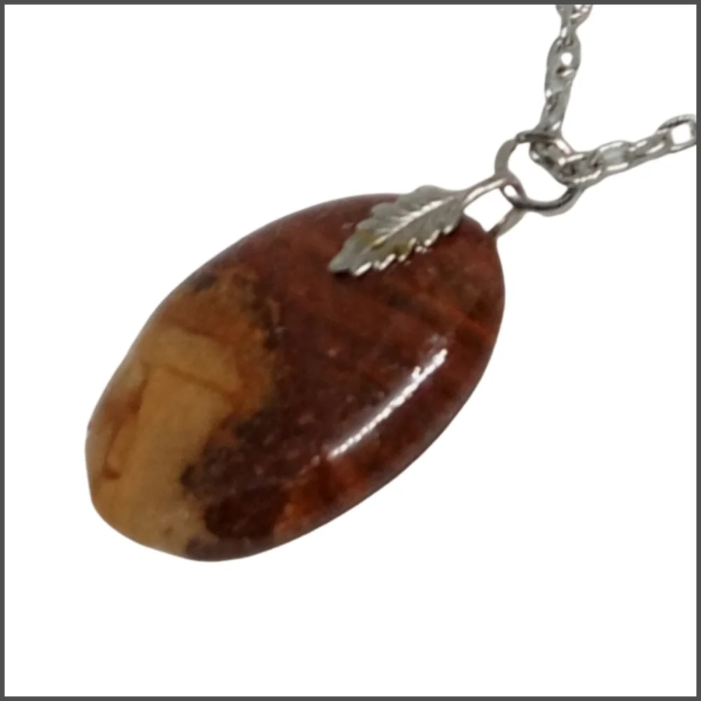 Genuine Natural Stone with Stainless Steel Necklace